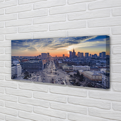 Pintura em tela Arranha-céus ao pôr do sol em Varsóvia