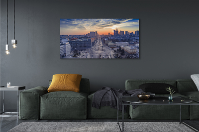 Pintura em tela Arranha-céus ao pôr do sol em Varsóvia