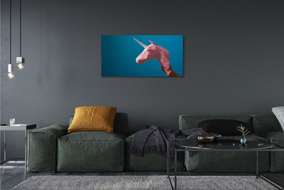 Quadro em tela Unicórnio de origami rosa