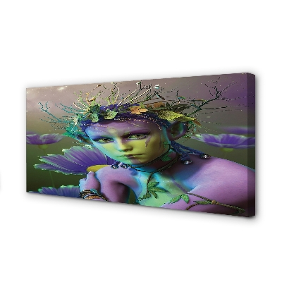 Pintura em tela Mulher elfa flores