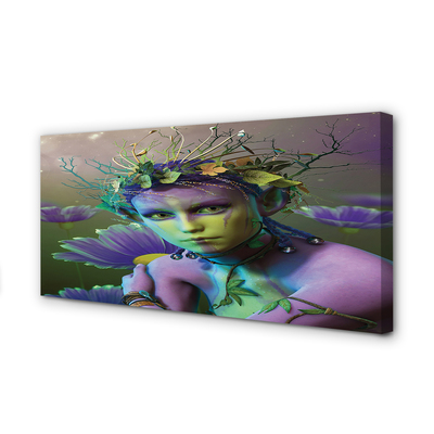 Pintura em tela Mulher elfa flores