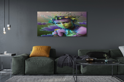 Pintura em tela Mulher elfa flores