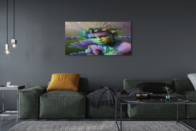 Pintura em tela Mulher elfa flores