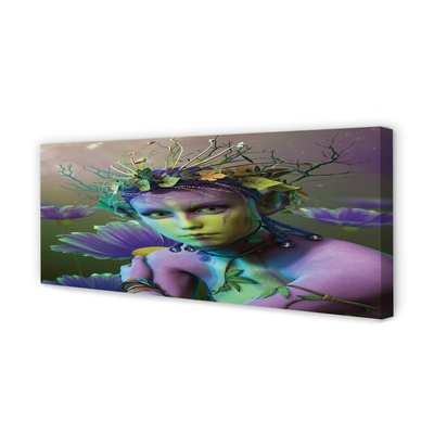 Pintura em tela Mulher elfa flores