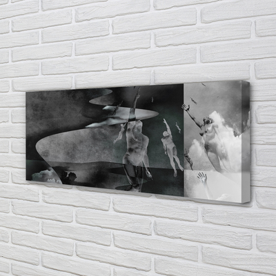 Quadro em tela Pessoas do céu preto e branco