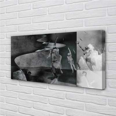 Quadro em tela Pessoas do céu preto e branco