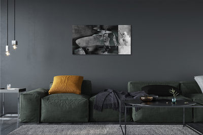 Quadro em tela Pessoas do céu preto e branco