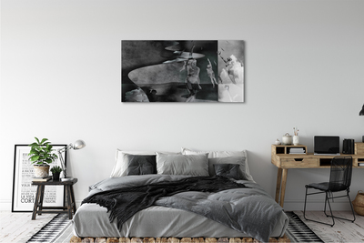 Quadro em tela Pessoas do céu preto e branco