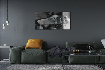 Quadro em tela Pessoas do céu preto e branco