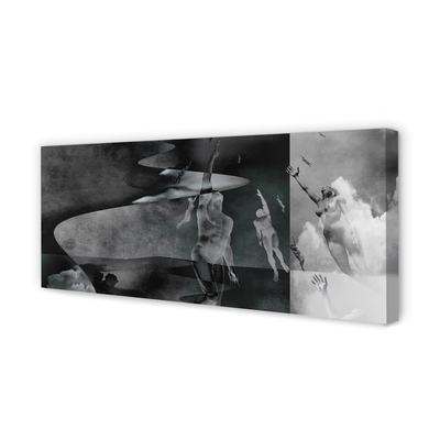 Quadro em tela Pessoas do céu preto e branco