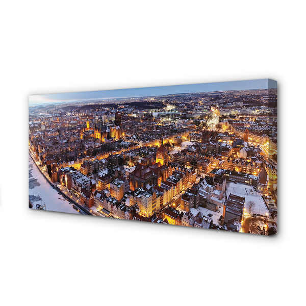 Quadro em tela Panorama do rio de inverno em Gdansk