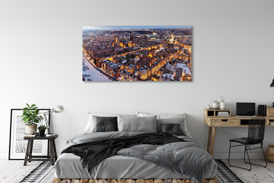 Quadro em tela Panorama do rio de inverno em Gdansk
