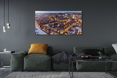 Quadro em tela Panorama do rio de inverno em Gdansk