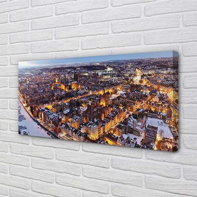 Quadro em tela Panorama do rio de inverno em Gdansk