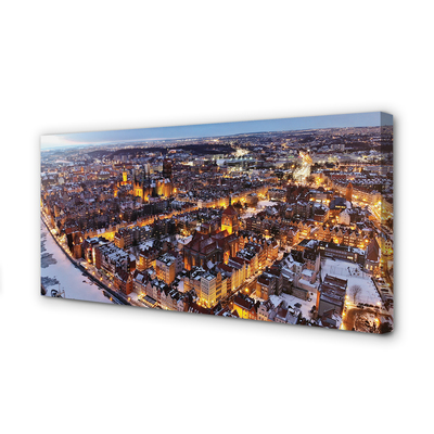 Quadro em tela Panorama do rio de inverno em Gdansk