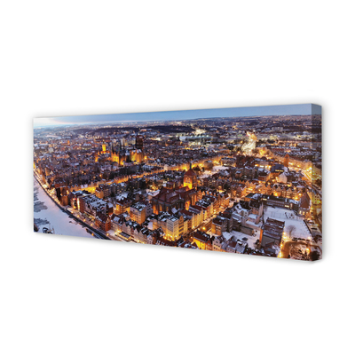 Quadro em tela Panorama do rio de inverno em Gdansk