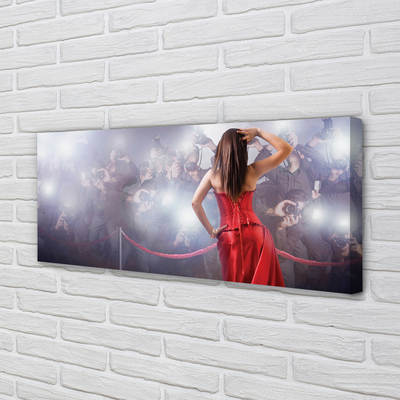 Quadro em tela Mulher vestido vermelho pessoas