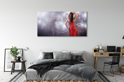 Quadro em tela Mulher vestido vermelho pessoas