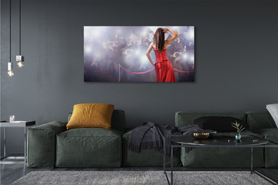 Quadro em tela Mulher vestido vermelho pessoas