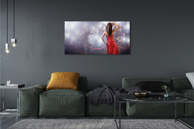 Quadro em tela Mulher vestido vermelho pessoas