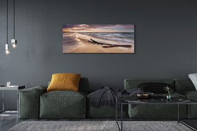 Pintura em tela Praia de Gdansk, pôr do sol no mar