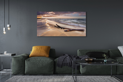 Pintura em tela Praia de Gdansk, pôr do sol no mar