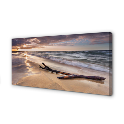 Pintura em tela Praia de Gdansk, pôr do sol no mar