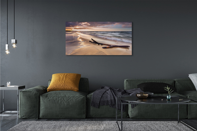 Pintura em tela Praia de Gdansk, pôr do sol no mar