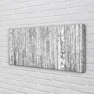 Pintura em tela Árvores florestais em preto e branco