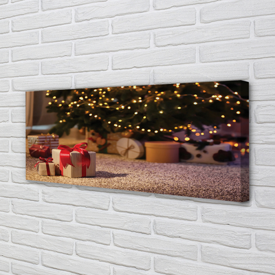 Pintura em tela presentes de árvore de natal