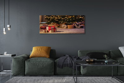 Pintura em tela presentes de árvore de natal