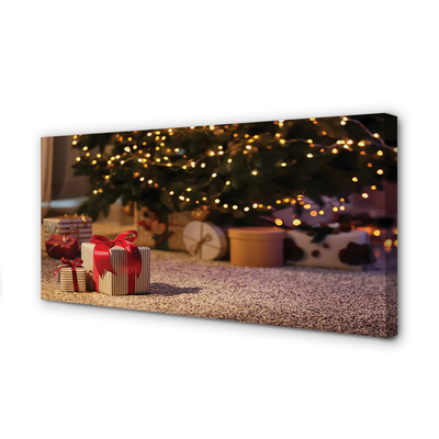 Pintura em tela presentes de árvore de natal