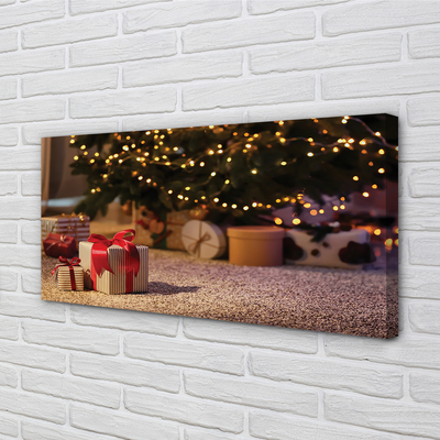 Pintura em tela presentes de árvore de natal