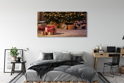 Pintura em tela presentes de árvore de natal