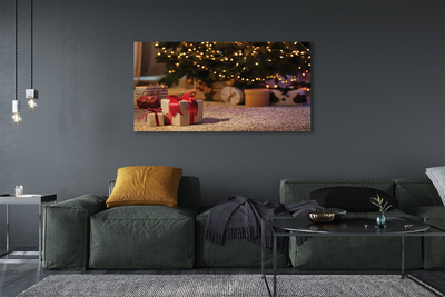 Pintura em tela presentes de árvore de natal