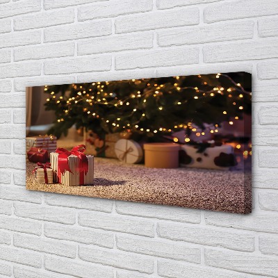 Pintura em tela presentes de árvore de natal