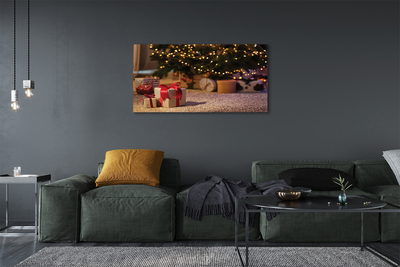 Pintura em tela presentes de árvore de natal