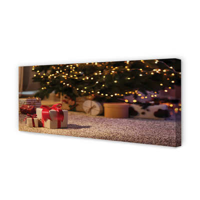 Pintura em tela presentes de árvore de natal