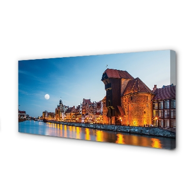 Quadro em tela Rio Gdansk à noite na Cidade Velha