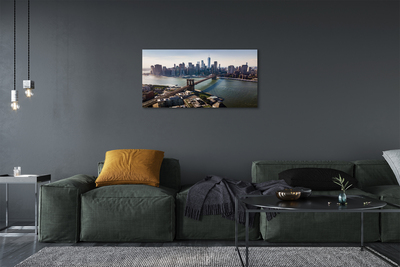 Pintura em tela Panorama dos arranha-céus da ponte