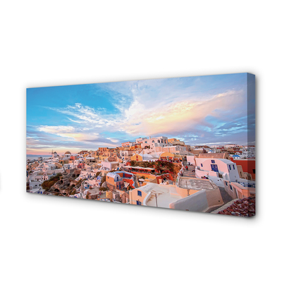 Quadro em tela Panorama do pôr do sol na cidade grega