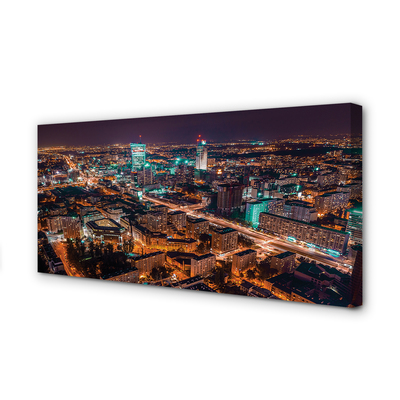 Quadro em tela Panorama noturno da cidade de Varsóvia