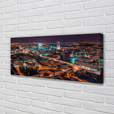 Quadro em tela Panorama noturno da cidade de Varsóvia