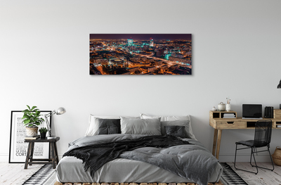 Quadro em tela Panorama noturno da cidade de Varsóvia