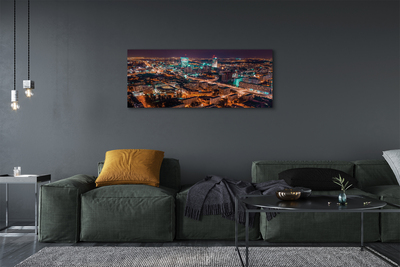Quadro em tela Panorama noturno da cidade de Varsóvia