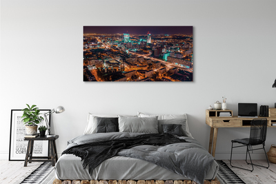 Quadro em tela Panorama noturno da cidade de Varsóvia