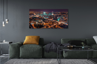 Quadro em tela Panorama noturno da cidade de Varsóvia