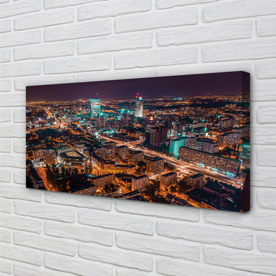 Quadro em tela Panorama noturno da cidade de Varsóvia