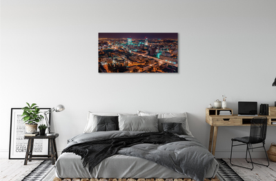 Quadro em tela Panorama noturno da cidade de Varsóvia