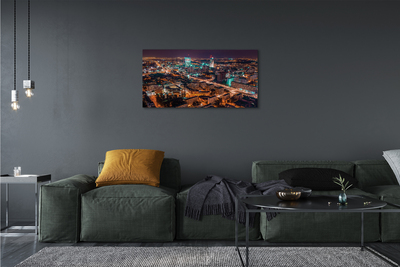 Quadro em tela Panorama noturno da cidade de Varsóvia